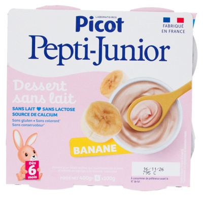 Picot Pepti-Junior maidoton banaanijälkiruoka 6 kk+ 4 purkkia