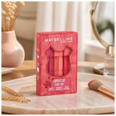 Maybelline New York Superstay Teddy Tint 3 skystų lūpų skaistalų rinkinys