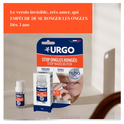 Urgo Filmogel Stop Ongles Rongés Vernis Amer et Invisible 9 ml