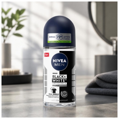 Nivea Men Black & White Invisible Original Anti-Transpirant 72H Roll-On 50 ml
