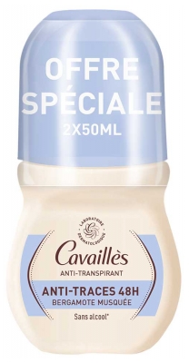 Cavaillès Anti-Transpirant Anti-Traces 48H Roll-On Lot de 2 x 150 ml