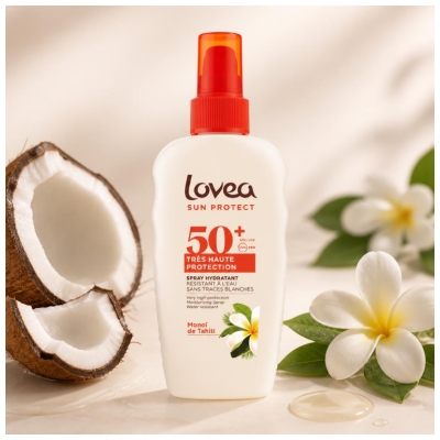 Lovea Fugtspray Tahiti Monoi Meget Høj Beskyttelse SPF50+ 150 ml