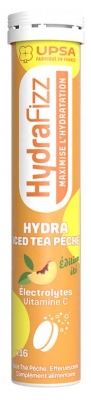UPSA Hydrafizz Hydra 16 Comprimés Effervescents - Saveur : Iced Tea Pêche