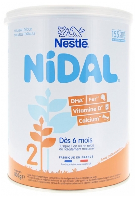 Nestlé Nidal 2 De 6 Mois à 1 An 800 g (à consommer de préférence avant le 30/06/2026)