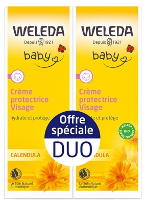 Weleda Baby Calendula Beschermende Gezichtscrème Set van 2 x 50 ml (ten minste houdbaar tot 30-06-2026)