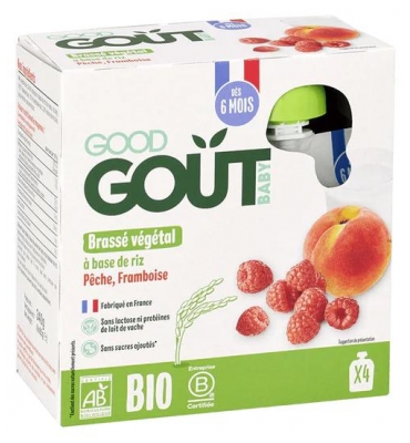 Good Goût Rice-based Plant Brew Peach Raspberry From 6 Months Organic 4 x 85 g Kolby (najlepiej spożyć przed 30.06.2026)