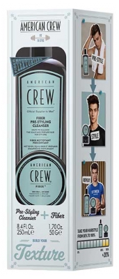 American Crew Fiber Reinigendes Vorbehandlungsshampoo 250 ml + Fiber Wachs mit starkem Halt und mattem Effekt 50 g