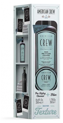 American Crew Shampoing Fiber Nettoyant Précoiffant 250 ml + Cire Fiber Fixation Forte Effet Mat 50 g