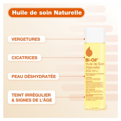 Bi-Oil Huile de Soin (Naturelle) Spécialisée Cicatrices et Vergetures 200 ml