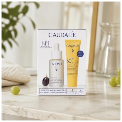 Caudalie Vinoperfect Anti-Dark Spot Radiance Serum 30 ml + Vinosun Very High Protection Fluid SPF50+ 20 ml Free