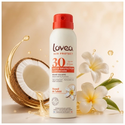 Lovea Korkean Suojan & Rusketuksen Edistäjä Monoï de Tahiti SPF30 150 ml