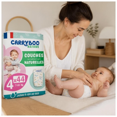 Carryboo Nature Couches Naturelles à Motif 44 Couches Taille 4 (7-18 kg)