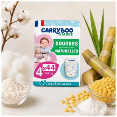Carryboo Nature Couches Naturelles à Motif 44 Couches Taille 4 (7-18 kg)