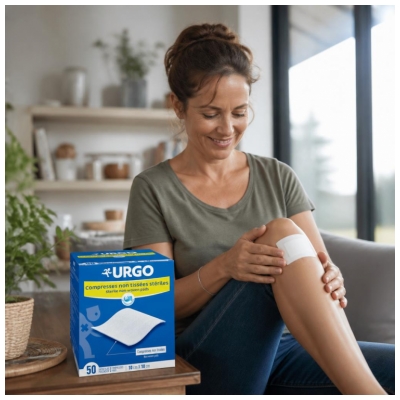 Urgo Compresses Stériles Non Tissées 10 cm x 10 cm 50 Sachets de 2 Compresses