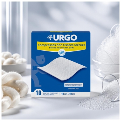 Urgo Compresses Stériles Non Tissées 10 cm x 10 cm 10 Sachets de 2 Compresses