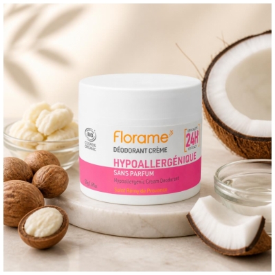 Florame Desodorizante Creme 24H Hipoalergénico Bio 50 g