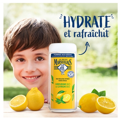Le Petit Marseillais Gel Douche & Bain Extra Doux Verveine & Citron Bio 650 ml