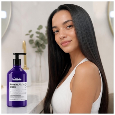 L'Oréal Professionnel Keratin Alpha Sleek profesionālais šampūns 500 ml