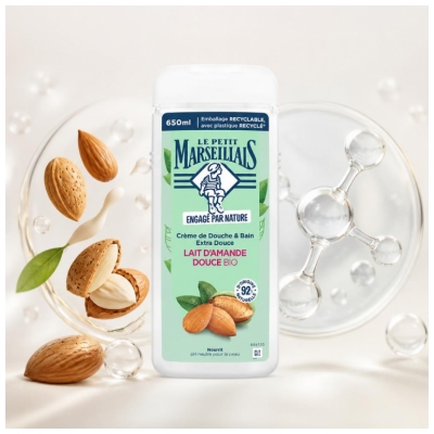 Le Petit Marseillais Crème de Douche & Bain Extra Douce Lait d'Amande Douce Bio 650 ml