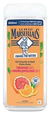 Gel de Duș & Baie Extra Blând Portocală & Grapefruit Bio Le Petit Marseillais 650 ml