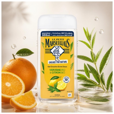Gel de Duș Extra Blând Verbina Bio & Lămâie Bio Le Petit Marseillais 250 ml