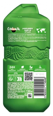 Ushuaïa Uppfriskande Duschgel 3-i-1 Kropp Ansikte och Hår Gröna Citrusfrukter 280 ml