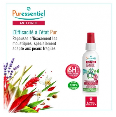 Puressentiel Anti-Pique Spray Répulsif Peaux Sensibles 100 ml