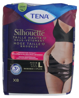 Tena Silhouette Roupa Interior Cintura Subida Preta Plus 8 Cuecas