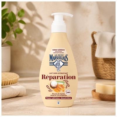 Le Petit Marseillais vlažilno negovalno mleko za popravilo poškodovane in suhe kože 400 ml
