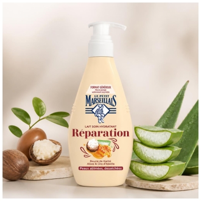 Le Petit Marseillais vlažilno negovalno mleko za popravilo poškodovane in suhe kože 400 ml