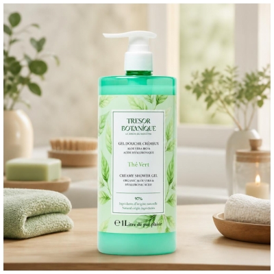 Trésor Botanique Gel Douche Crémeux Thé Vert 1 L