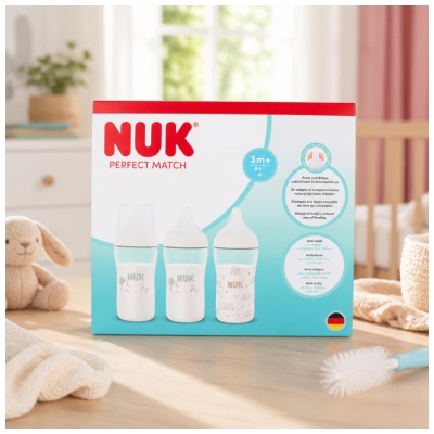 NUK Perfect Match Coffret 3 Biberons 260 ml 3 Mois et +