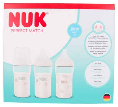 Set NUK Perfect Match 3 Biberoane 260 ml 3 Luni +