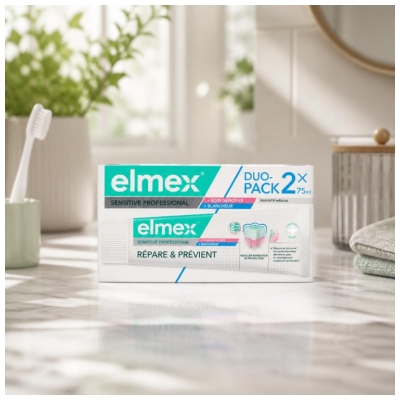 Elmex Sensitive Professional Repair & Prevent + Gum Care + Whitening Pack of 2 x 75 ml