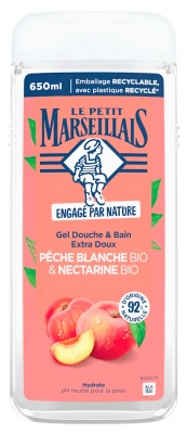 Gel de Duș & Baie Extra Blând cu Piersică Albă și Nectarine Bio Le Petit Marseillais 650 ml
