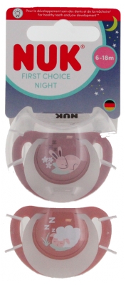 NUK First Choice Night Chupetes de Silicona 6-18 Meses