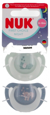 NUK First Choice Night Chupetes de Silicona 6-18 Meses - Modelo: Hipopótamo/Koala