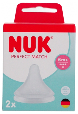 NUK Perfect Match 2 Silikonsauger Lochung XL Anti-Kolik ab 6 Monaten