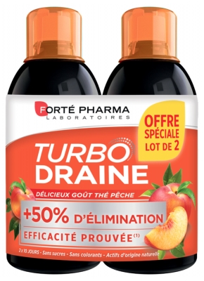 Forté Pharma TurboDraine Minceur Lotto di 2 x 500 ml - Gusto: Tè verde/pesca
