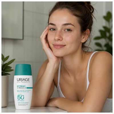Uriage Hyséac 3-Regul + visapusiška priežiūros priemonė nuo odos netobulumų SPF50+ 50 ml