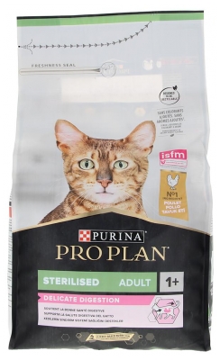 Purina Proplan Sterilizuotoms Suaugusioms Katėms Jautriai Virškinimo Sistemai Su Vištiena 1,5 kg (geriausiai vartoti iki 30/09/2026)