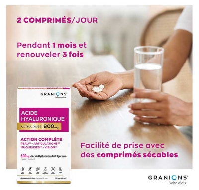 Granions Acide Hyaluronique Ultra Dosé 600 mg 60 Comprimés Sécables