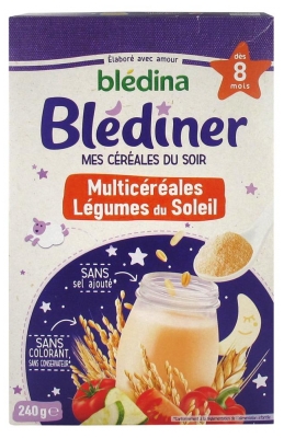 Blédina Blédîner Manas Vakarēšanas Vieglo Graudaugu maisījums ar Saules Dārzeņiem no 240 mēneša (ieteicams izlietot līdz 01/10/2026)