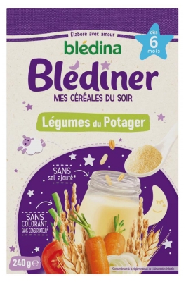 Blédina Blédîner Večerní cereálie ze Zeleninové Zahrádky od 6 měsíců 240 g (spotřebujte nejlépe do 02/10/2026)