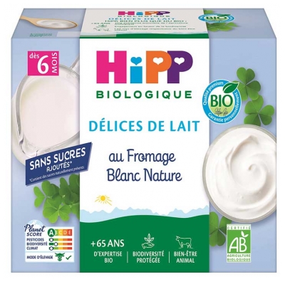 HiPP Delicii din Lapte cu Brânză de Vacă Simplă Dulce de la 6 Luni Bio 4 Caserole