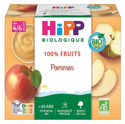 HiPP 100% Mele Alla Frutta da 4/6 Mesi bio 4 Vasetti