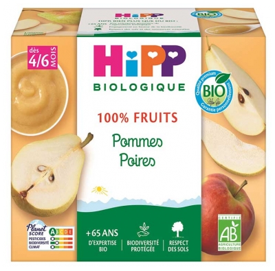 HiPP 100% Sadje Jabolka Hruške od 4/6 mesecev Bio 4 lončki