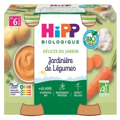 HiPP Trädgårdsläckerheter Grönsaksblandning från 6 månader Bio 2 burkar