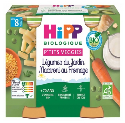 HiPP P'tits Veggies Garden Vegetables Macaroni and Cheese od 8 Miesięcy Organic 2 Pots