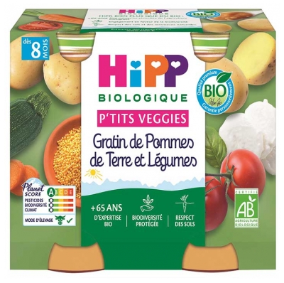HiPP Vegetales Gratinado de Papa y Vegetales de 8 Meses Orgánico 2 Frascos